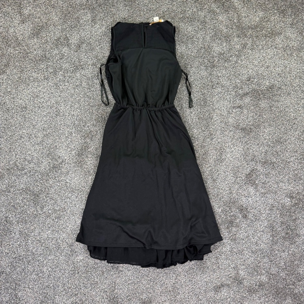 Monteau Los Angeles Black Clip Dot Tiered Ruffle Sleeveless Midi Dress Womens XS - Picture 3 of 9